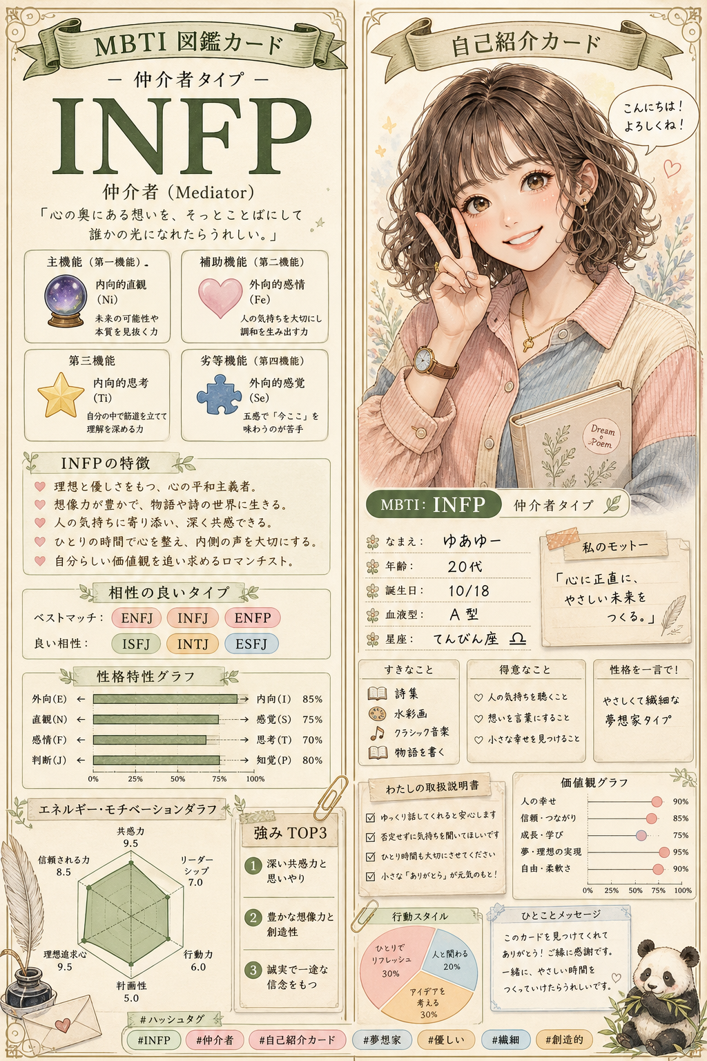教科書風 デザインのサンプル — MBTI図鑑 自己紹介カード